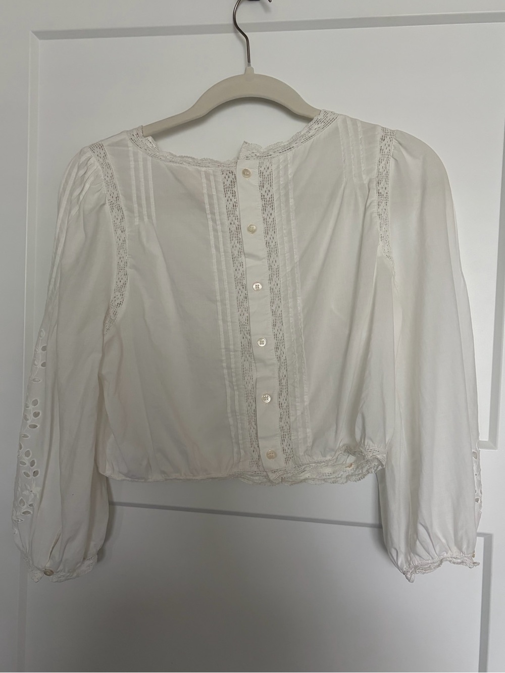 Sezane White Enea Blouse Eyelet US 2 / FR 34 - Picture 2 of 9